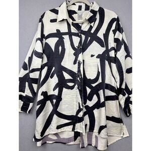 Multiples Shirt Womens L Toggle Button Abstract Print